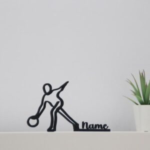Bowling Personalized Black Line Art Line Art Name Plate Minimalist Bowling Alley Decor Unique Gift for Bowling Lovers Home Display Sculpture Bowling Themed Decoration for Sports