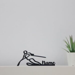 Skier Black Line Art Personalized Line Art Sculpture Custom Skiing Decoration Minimalist Home Decor Unique Gift for Snow Lovers Winter Sports Display Tabletop Art for Skiers Room Office