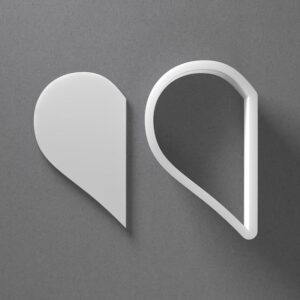 Black cookie Half Heart Broken Cookie Cutter Set for Polymer Clay Jewelry Earrings Biscuit Fondant Craft Tool Mirrored Pair Suitable Mini Medium Large Sizes for Baking DIY Romantic Cre