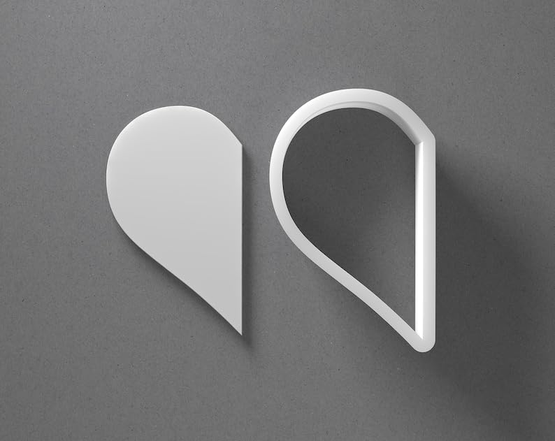 Black cookie Half Heart Broken Cookie Cutter Set for Polymer Clay Jewelry Earrings Biscuit Fondant Craft Tool Mirrored Pair Suitable Mini Medium Large Sizes for Baking DIY Romantic Cre
