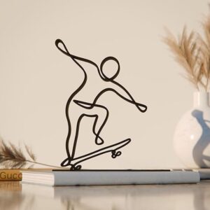 Skater Line Art Figure Plastic Minimal Skateboarding Decor Gift Idea for Desk Shelf Home Office Display Modern Interior Art Sports Inspired India