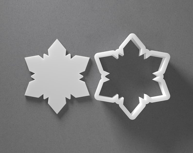 Black cookie Winter Snowflake Cookie Cutter Snow Flake Shape for Polymer Clay Jewelry Earrings Biscuit Fondant Craft Tool Mirrored Pair Suitable for Mini Medium Large Use - Image 2