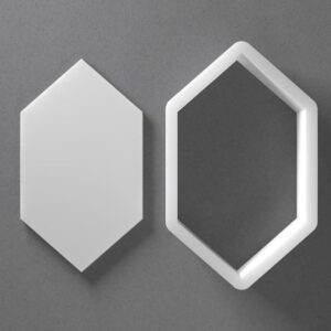 Black Elongated Hexagon Cookie Cutter Mini to Large Ruby Gem Jewel Shape Polymer Clay Jewelry Earring Cutter Tool Mirrored Pair Set for Handmade Accessories Craft Projects