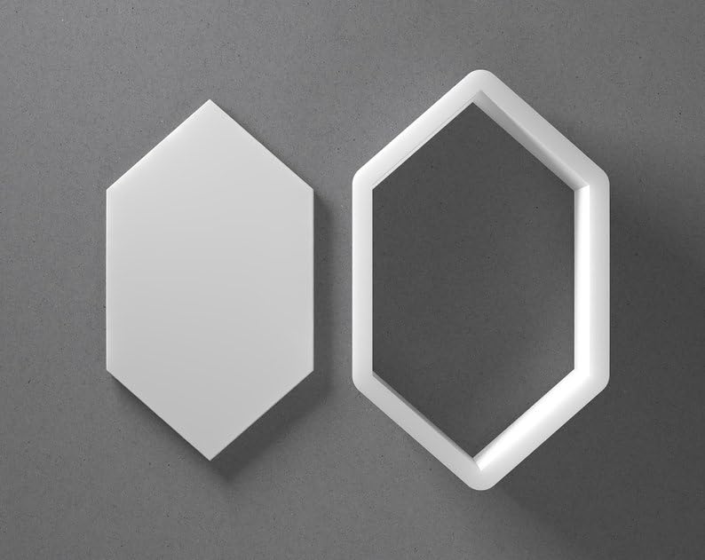 Black Elongated Hexagon Cookie Cutter Mini to Large Ruby Gem Jewel Shape Polymer Clay Jewelry Earring Cutter Tool Mirrored Pair Set for Handmade Accessories Craft Projects