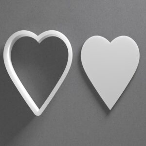 Black Tall Skinny Heart Cookie Cutter Slim Shape for Baking Fondant Biscuit Polymer Clay Jewelry Earrings Craft Tool Mirrored Pair Set Reusable Romantic Gift Decor