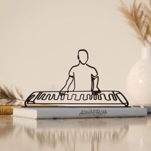 Piano Keyboard Player Line Art Figure Plastic Music Lover Decor Gift Minimal Home Office Studio Display Sculpture for Shelf Desk Living Space India