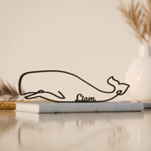 Moby Dick Plastic Minimal Line Art Sculpture Whale Decor Figure for Living Room Desk Shelf Classic Book Theme Home Office Interior Styling for Reading Lovers