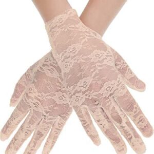 Women Lace Gloves Tea Party Short Lace Gloves Courtesy Dressy Gloves for Wedding Dinner Party