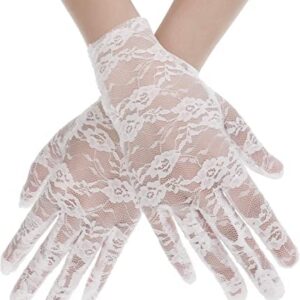 Women Lace Gloves Tea Party Short Lace Gloves Courtesy Dressy Gloves for Wedding Dinner Party