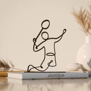 Badminton Player Line Art Figure Plastic Sports Home Decor Sculpture for Badminton Lovers Minimal Athlete Display for Living Room Office Desk Shelf Table Daily Sports Inspiration India