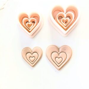 Triple Imprint Heart Clay Earring Cutter Set Cookie Heart Shape Clay Jewelry Cutters for Valentine Earrings Handmade Polymer Clay Tools for DIY Accessories and Unique Craft Designs