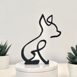 Chihuahua Black Line Art Dog Silhouette Sculpture Minimalist Pet Figurine Gift for Dog Lovers Decorative Animal Art for Home Office Tabletop Shelf Display Living Room Memorial Keepsake
