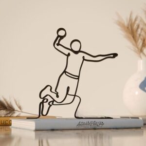 Handball Player Line Art Figure Plastic Modern Home Decor Sculpture for Sports Lovers Desk Shelf Table Display Minimal Artistic Athlete Figure for Office Living Space India