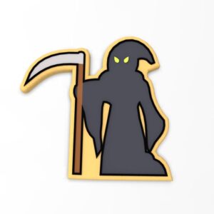 Black Grim Reaper Cookie Cutter Stamp Stencil Debosser with Sharp Edges Durable Plastic Baking Mold for Cookies Fondant Biscuits Pancakes Sandwiches Crafts Halloween Spooky Party Decora