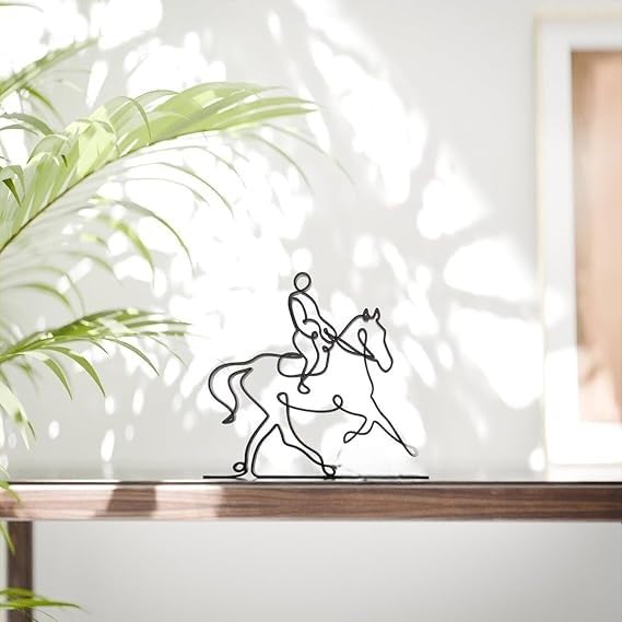 Equestrian Line Art Figure Plastic Decorative Sports Sculpture for Home Office Desk Shelf Table Display Minimalist Horse Rider Art Accent for Sports and Animal Lovers India - Image 2
