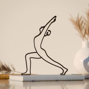 Yoga Warrior Pose Statue Line Art Sculpture, Minimalist Female Yoga Home Decor, Meditation Gift for Yogis, Elegant Line Art Figure for Strength and Focus in Practice