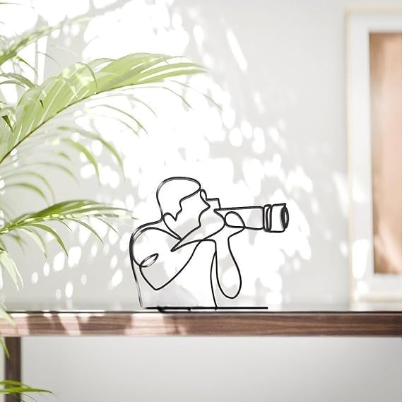 Photographer Line Art Decor Figure Plastic Camera Action Inspired Art Display Statue for Desk Shelf Home Office Interior Styling Creative Theme India - Image 2