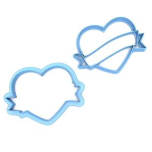 Set of 2 Cookie Heart with Banner Cookie Cutters Multi Size Made in India for Valentines Wedding Engagement Party Baking Reusable Cookie for Cookies Fondant Crafts Sandwiches