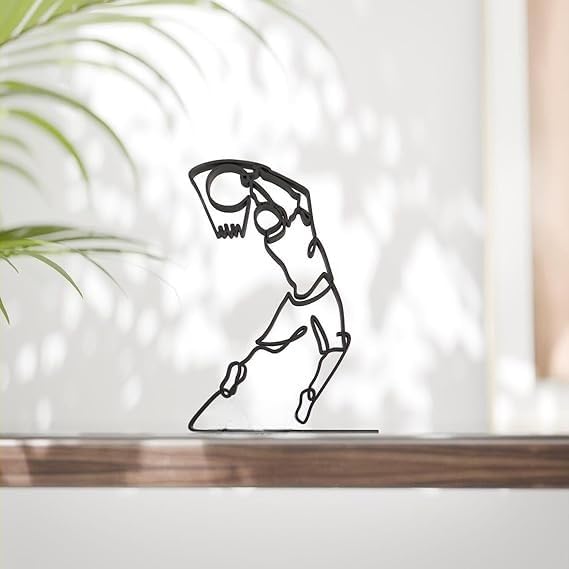 Basketball Player Line Art Figure Plastic Sports Decor Gift for Basketball Lovers Minimal Home Display Sculpture for Living Room Office Shelf Study Desk Sports Fan India - Image 2