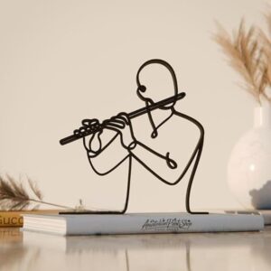 Flute Musician Inspired Line Art Figure Plastic Instrument Decor Gift for Desk Shelf Home Office Minimal Artistic Interior Display India