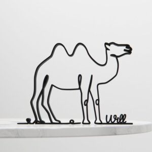 Personalized Camel Line Art Figure Plastic Name Desert Inspired Decor Gift Idea Minimal Art Statue for Desk Shelf Home Office Display Modern Interior Travel Theme India