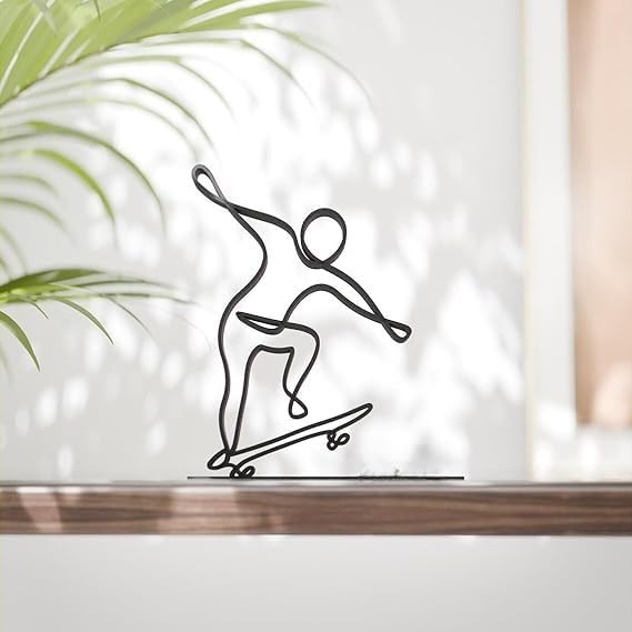 Skater Line Art Figure Plastic Minimal Skateboarding Decor Gift Idea for Desk Shelf Home Office Display Modern Interior Art Sports Inspired India - Image 2