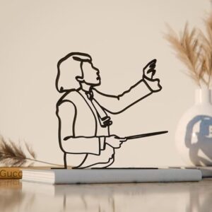 Female Conductor Line Art Figure Plastic Modern Home Decor Sculpture for Music Lovers Desk Shelf Table Display Minimal Artistic Accent India