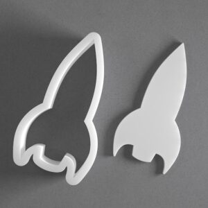 Black cookie Rocket Spaceship Cookie Cutter Set for Polymer Clay Jewelry Earrings Biscuit Fondant Craft Tool Mirrored Pair Suitable Mini Medium Large Sizes for Baking Space Theme DIY C