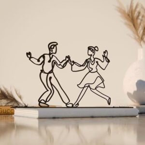 Lindy Hop Dancers Line Art Figure Plastic Swing Dance Inspired Decor Gift Idea Minimal Art Statue for Desk Shelf Home Office Display Modern Interior Rhythm India
