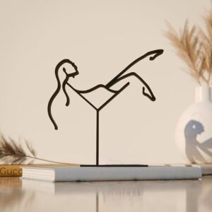 Cocktail Woman Line Art Decor Figure Plastic Lifestyle Inspired Art Display Statue for Desk Shelf Home Office Interior Styling Modern Living India