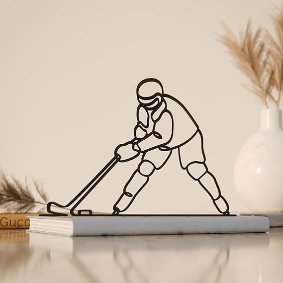 NHL Ice Hockey Inspired Line Art Figure Plastic Minimal Sports Decor Statue for Home Office Desk Shelf Modern Interior Art Gift Daily Motivation India