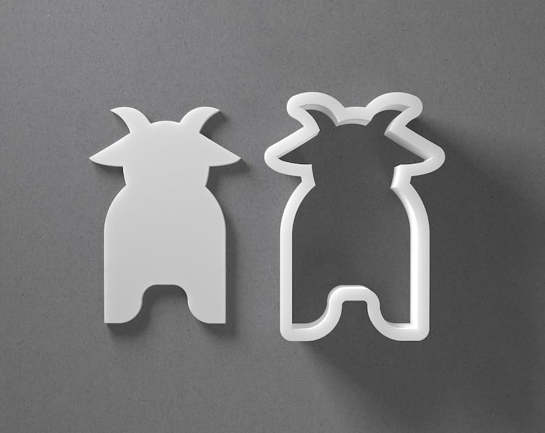 Black Stylized Goat Cookie Cutter Mini to Large Farm Animal Shape for Polymer Clay Jewelry Earring Making Mirrored Pair Set cookie Craft Tool India - Image 2