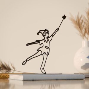 Peter Pan Plastic Minimalist Line Art Sculpture Story Inspired Home Decor Figure for Desk Shelf Living Room Office Decoration Artistic Fantasy Character Theme