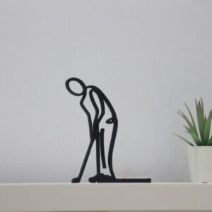 Golfer Black Line Art Personalized Line Art Golf Putting Name Plate Minimalist Sports Sculpture Desk Decoration Custom Golf Gift for Golf Lovers Unique Golf Office Decor Piece for Home