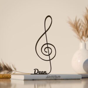 Treble Clef Plastic Minimalist Line Art Sculpture Music Decor Figure for Desk Shelf Living Room Bedroom Home Office Interior Styling