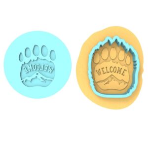 Bear Claw Welcome Black Cookie Cutter Stamp Stencil Cookie Animal Baking Tool Wildlife Cookies Kids Party Treats Bear Paw Shape Fondant Cake Decoration Forest Theme Baking Supplies