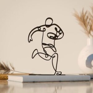 Rugby Player Line Art Figure Plastic Modern Home Decor Sculpture for Sports Lovers Desk Shelf Table Display Minimal Artistic Athlete Figure for Office Living Space India