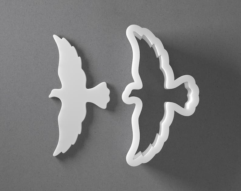 Black cookie Flying Bird Seagull Cookie Cutter Set for Polymer Clay Jewelry Earrings Biscuit Fondant Craft Tool Mirrored Pair Suitable Mini Medium Large Sizes for Baking DIY Projects - Image 2