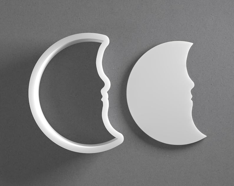 Black Chubby Moon Face Cookie Cutter Mini to Large Man in Moon Silhouette for Polymer Clay Jewelry Earring Making Mirrored Pair Set cookie Craft Tool India - Image 2