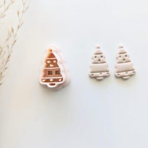Christmas Tree Imprint Earring Cutter for Polymer Clay Jewelry Holiday Tree Design Clay Cutter for Handmade Earrings Festive DIY Accessories Seasonal Crafts and Christmas Gift Projects