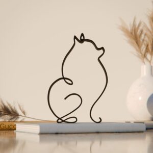 Pomeranian Dog Line Art Figure Plastic Home Decor Sculpture for Dog Lovers Minimal Interior Display for Living Room Office Shelf Table Breed Inspired Gift India