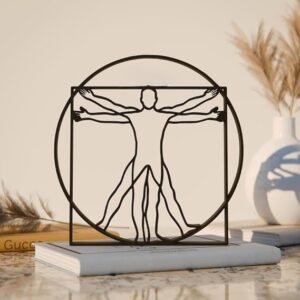Vitruvian Man Plastic Minimalist Line Art Sculpture Classical Anatomy Decor Figure for Desk Shelf Living Room Bedroom Home Office Interior Styling