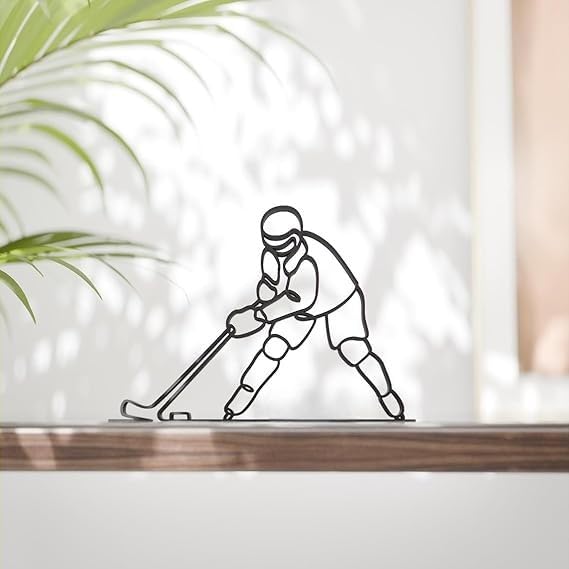 NHL Ice Hockey Inspired Line Art Figure Plastic Minimal Sports Decor Statue for Home Office Desk Shelf Modern Interior Art Gift Daily Motivation India - Image 2