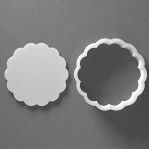 Black Scalloped Circle Cookie Cutter Round Shape for Baking Fondant Biscuit Polymer Clay Jewelry Earrings Craft Tool Mirrored Pair Set Reusable Kitchen Party Decor Gift
