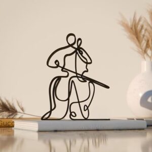 Minimal Cellist Line Art Decor Figure Plastic Music Sculpture for Desk Shelf Living Room Artistic Home Display Classical Instrument Theme India