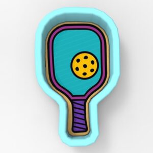 Black Pickleball Paddle with Ball Cookie Cutter Plastic Fondant Clay Cutter and Stamp for Baking, Pickleball Cookie Stencil, Cake Decoration, DIY Sports Party Treats, and Creative Projects