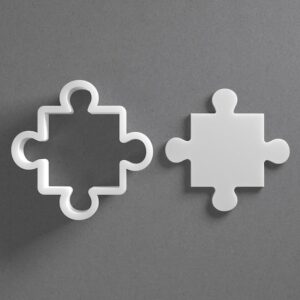 Black cookie Puzzle Piece Jigsaw Cookie Cutter Set for Polymer Clay Jewelry Earrings Biscuit Fondant Craft Tool Mirrored Pair Suitable Mini Medium Large Sizes for Baking DIY Creative P