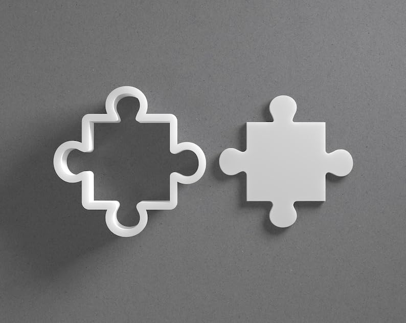 Black cookie Puzzle Piece Jigsaw Cookie Cutter Set for Polymer Clay Jewelry Earrings Biscuit Fondant Craft Tool Mirrored Pair Suitable Mini Medium Large Sizes for Baking DIY Creative P