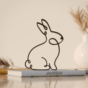 Rabbit Plastic Minimalist Line Art Sculpture Animal Decor Figure for Desk Shelf Living Room Bedroom Home Office Interior Easter Theme Display Spring Accent Modern Apartment Styling Decor