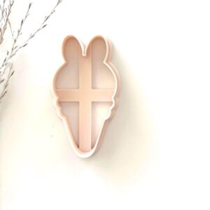 Bunny and Ice Cream Cone Spring Cookie Cutter for Polymer Clay and Fondant Large Clay Cutter for Easter Summer Crafts DIY Holiday Jewelry Making Cute Dessert Animal Theme Baking